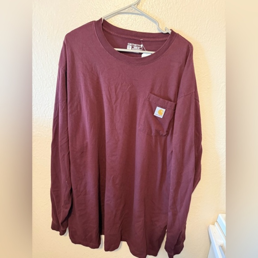 Carhartt Men's Burgundy Long Sleeve Tee